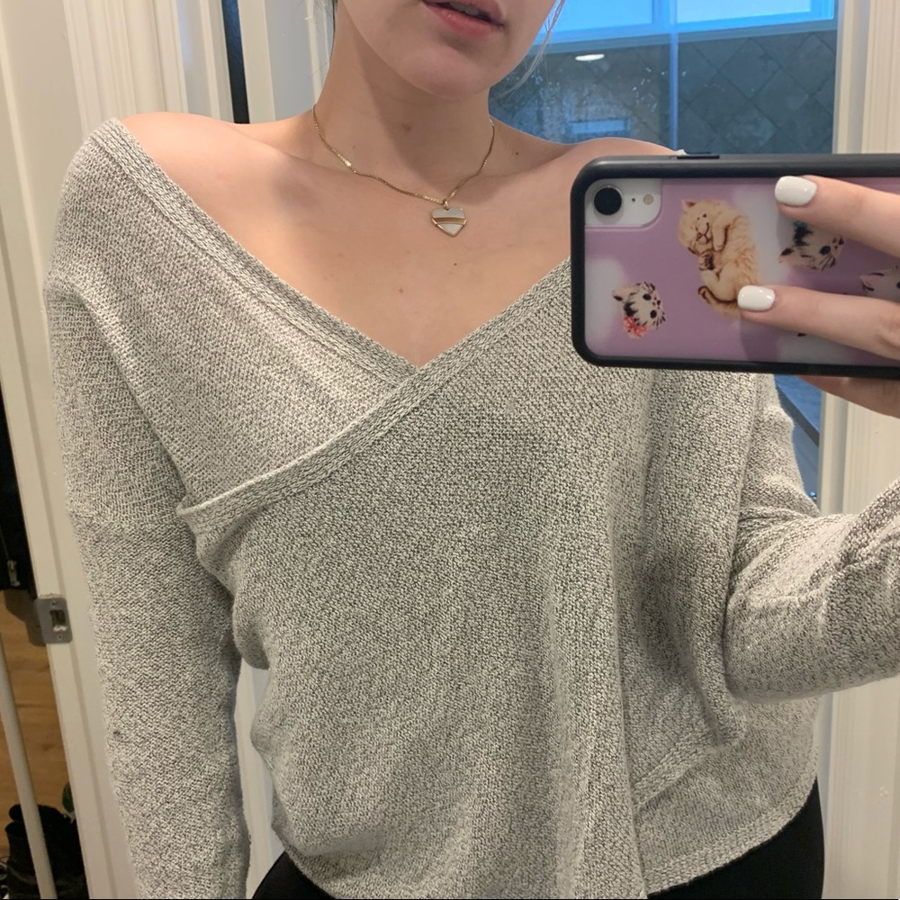 Urban Outfitters Grey cross over sweater